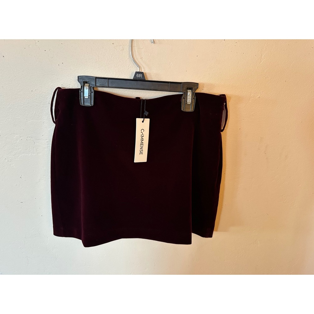 Commense Burgundy Velvet Two Piece Skirt Set Cropped Jacket Mini Skirt Small NWT - Picture 12 of 16